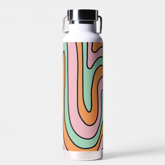 Aangepaste Abstracte wavy lijnen met oprolmechanis Waterfles (Voorkant)