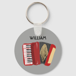 Aangepaste accordeonspelers rood en grijs sleutelhanger