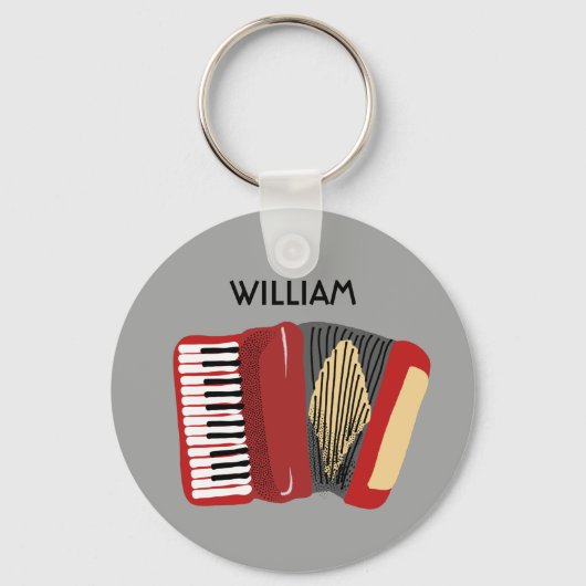 Aangepaste accordeonspelers rood en grijs sleutelhanger (Voorkant)