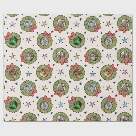 Aangepaste Acht 8 Foto Leuke Kerst Wrapping Papier (Vlak)