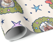 Aangepaste Acht 8 Foto Leuke Kerst Wrapping Papier (Rol Hoek)