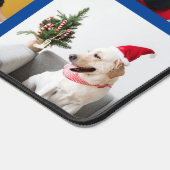 Aangepaste acht foto blauwe rand gepersonaliseerd bureaumat (Hoek)