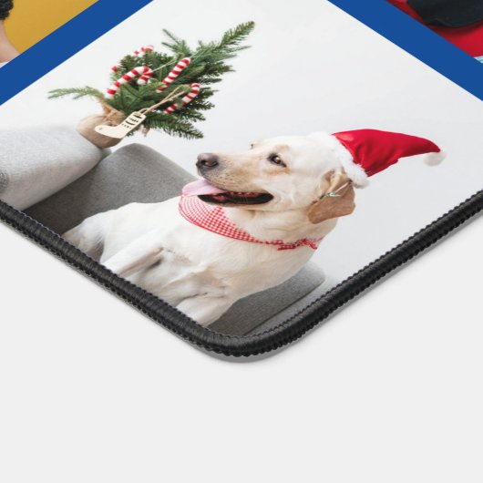 Aangepaste acht foto blauwe rand gepersonaliseerd bureaumat (Hoek)