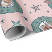 Aangepaste acht foto roze kerst inpakpapier (Rol Hoek)
