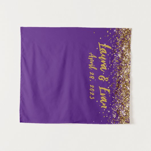 Aangepaste achtergrond bruiloft Foto Booth Paars & Wandkleed (Voorkant (horizontaal))