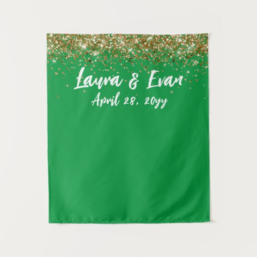 Aangepaste Achtergrond Bruiloft Fotocabine Groen e Wandkleed (Voorkant)