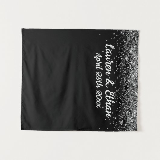 Aangepaste achtergrond bruiloft fotocabine zwart & wandkleed (Voorkant (horizontaal))