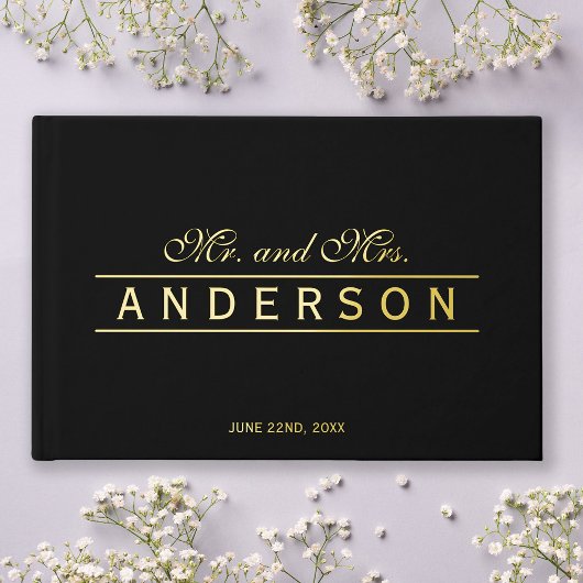 Aangepaste achtergrond Elegante lijnen Mr & Mrs Tr Gastenboek
