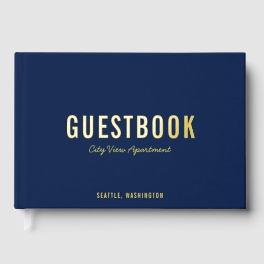 Aangepaste Achtergrond Kleur Vet en Modern Script Gastenboek (Voorkant)