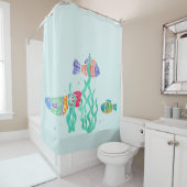 Aangepaste Achtergrond Kleur Waterverf Onderzeese  Douchegordijn (In situ)