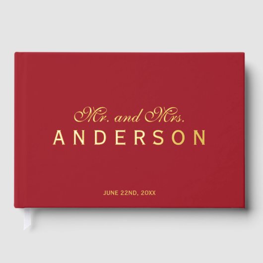 Aangepaste achtergrond Mr & Mrs Script Elegant Wed Gastenboek (Voorkant)