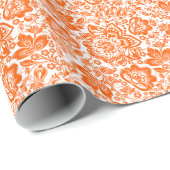 Aangepaste achtergrond Oranje Floral Pattern Cadeaupapier (Rol Hoek)