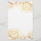 Aangepaste achtergrond  Rozen Floral Faux Gold Briefpapier (Voorkant)