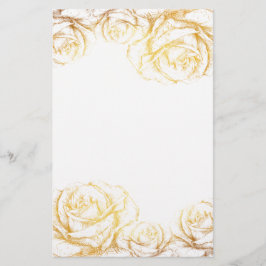 Aangepaste achtergrond  Rozen Floral Faux Gold Briefpapier