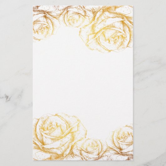 Aangepaste achtergrond  Rozen Floral Faux Gold Briefpapier (Voorkant)