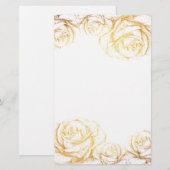 Aangepaste achtergrond  Rozen Floral Faux Gold Briefpapier (Voorkant / Achterkant)