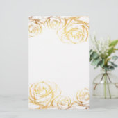 Aangepaste achtergrond  Rozen Floral Faux Gold Briefpapier (Staand voorkant)