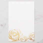 Aangepaste achtergrond  Rozen Floral Faux Gold Briefpapier (Voorkant)