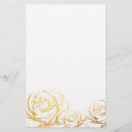 Aangepaste achtergrond  Rozen Floral Faux Gold Briefpapier