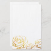 Aangepaste achtergrond  Rozen Floral Faux Gold Briefpapier (Voorkant / Achterkant)