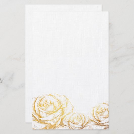 Aangepaste achtergrond  Rozen Floral Faux Gold Briefpapier (Voorkant / Achterkant)
