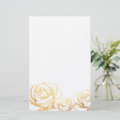 Aangepaste achtergrond  Rozen Floral Faux Gold Briefpapier (Staand voorkant)