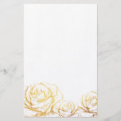 Aangepaste achtergrond  Rozen Floral Faux Gold Briefpapier (Voorkant)
