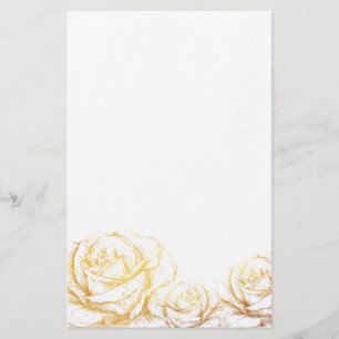 Aangepaste achtergrond  Rozen Floral Faux Gold Briefpapier