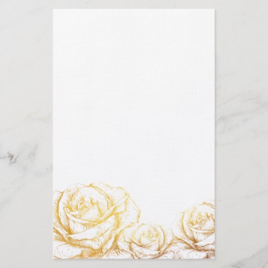 Aangepaste achtergrond  Rozen Floral Faux Gold Briefpapier (Voorkant)