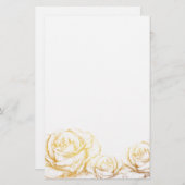 Aangepaste achtergrond  Rozen Floral Faux Gold Briefpapier (Voorkant / Achterkant)