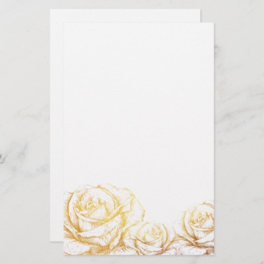 Aangepaste achtergrond  Rozen Floral Faux Gold Briefpapier (Voorkant / Achterkant)