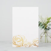 Aangepaste achtergrond  Rozen Floral Faux Gold Briefpapier (Staand voorkant)
