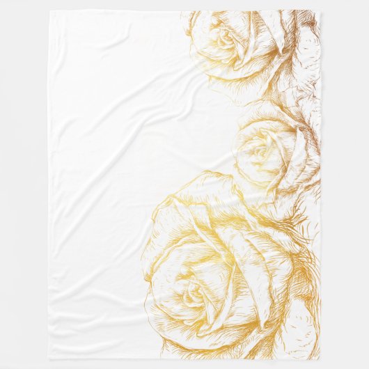 Aangepaste achtergrond  Rozen Floral Faux Gold Fleece Deken (Voorkant)