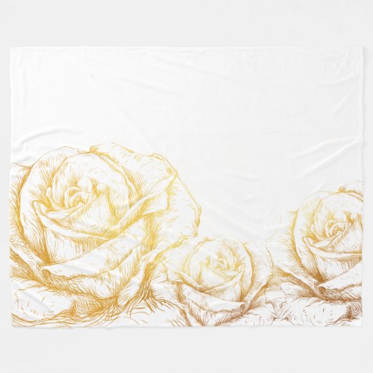 Aangepaste achtergrond  Rozen Floral Faux Gold Fleece Deken (Voorkant (Horizontaal))