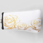 Aangepaste achtergrond Rozen Floral Faux Gold Golfheadcover (Voorkant)