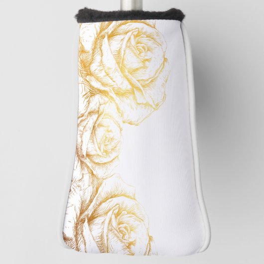 Aangepaste achtergrond Rozen Floral Faux Gold Golfheadcover (Draai 90)