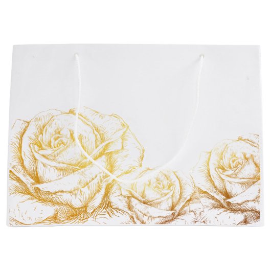 Aangepaste achtergrond  Rozen Floral Faux Gold Groot Cadeauzakje (Voorkant)
