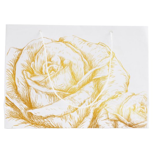 Aangepaste achtergrond  Rozen Floral Faux Gold Groot Cadeauzakje (Achterkant)