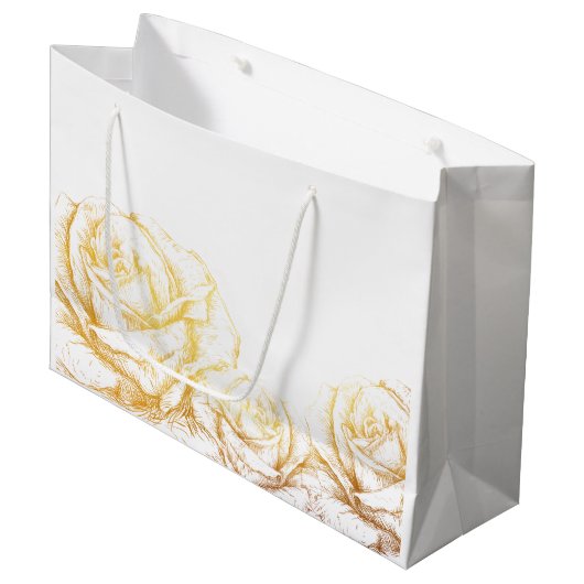 Aangepaste achtergrond  Rozen Floral Faux Gold Groot Cadeauzakje (Voorkant Gekanteld)