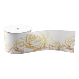 Aangepaste achtergrond  Rozen Floral Faux Gold Grosgrain Lint