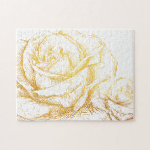 Aangepaste achtergrond Rozen Floral Faux Gold Legpuzzel