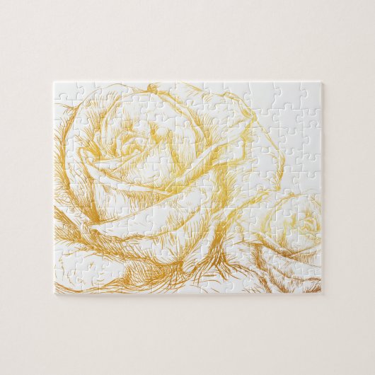 Aangepaste achtergrond Rozen Floral Faux Gold Legpuzzel (Horizontaal)