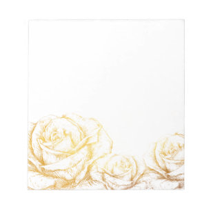 Aangepaste achtergrond  Rozen Floral Faux Gold Notitieblok