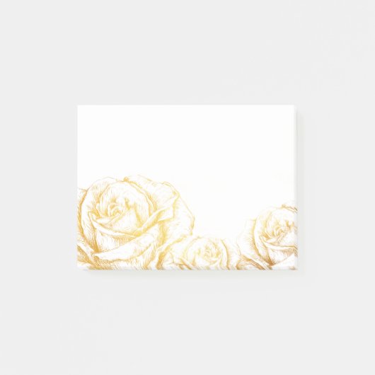 Aangepaste achtergrond  Rozen Floral Faux Gold Post-it® Notes (Voorkant)