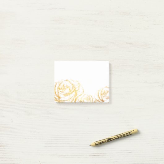 Aangepaste achtergrond  Rozen Floral Faux Gold Post-it® Notes (Op bureau)