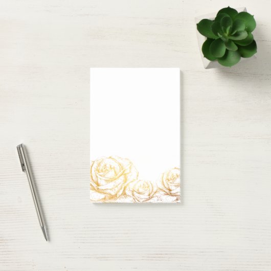 Aangepaste achtergrond  Rozen Floral Faux Gold Post-it® Notes (Kantoor)