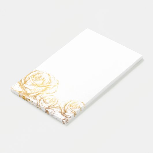 Aangepaste achtergrond  Rozen Floral Faux Gold Post-it® Notes (Schuin)