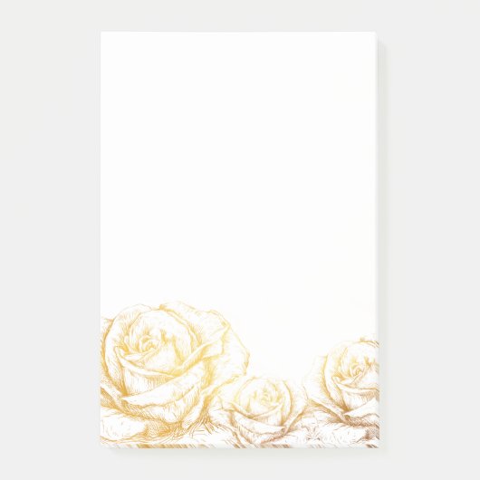 Aangepaste achtergrond  Rozen Floral Faux Gold Post-it® Notes (Voorkant)