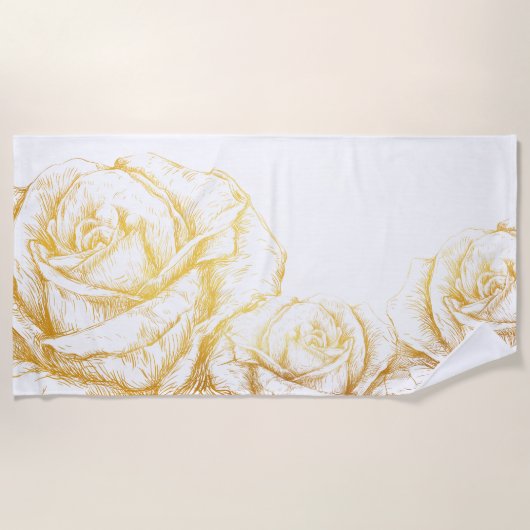 Aangepaste achtergrond  Rozen Floral Faux Gold Strandlaken (Voorkant)