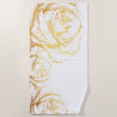 Aangepaste achtergrond  Rozen Floral Faux Gold Strandlaken (Voorkant)